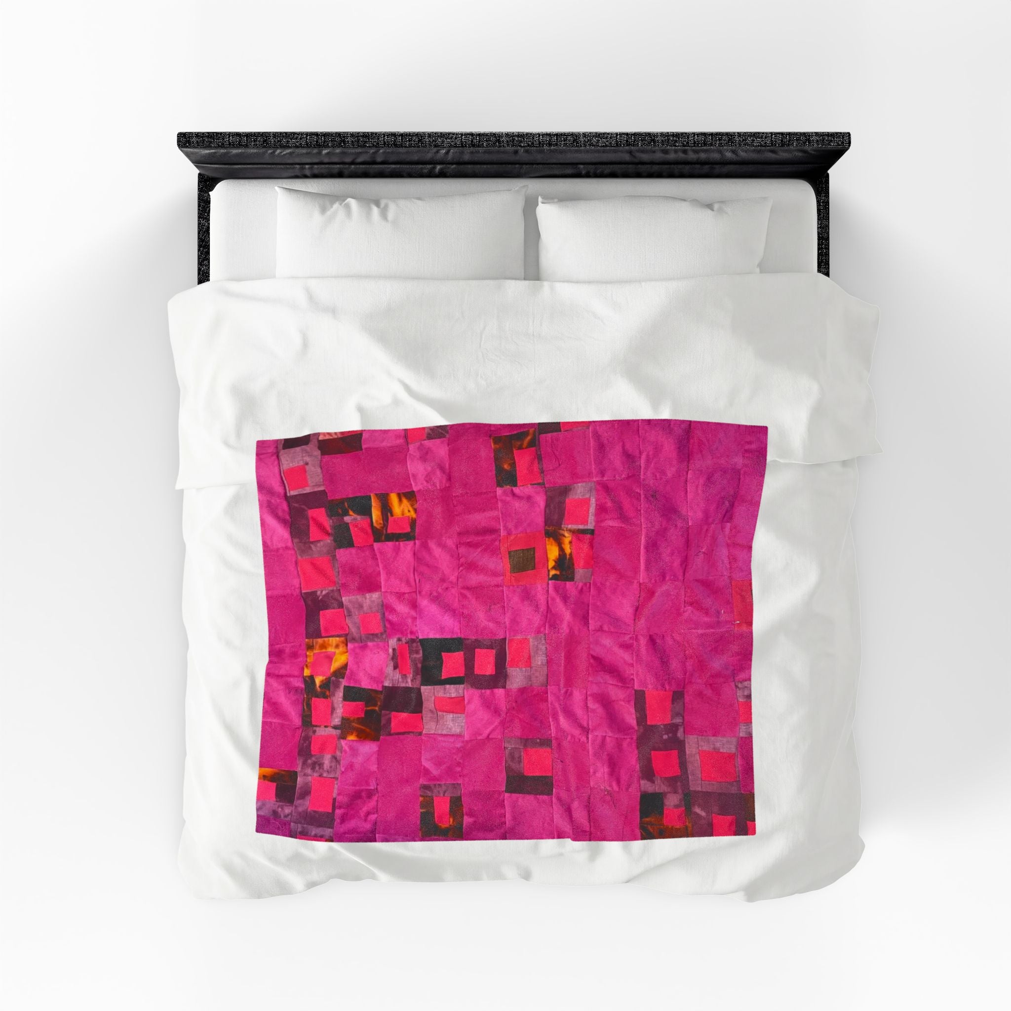 "Lela" Pink Patchwork Velveteen Plush Blanket – Soft Cozy Throw for Living Room, Bedroom & Gifts