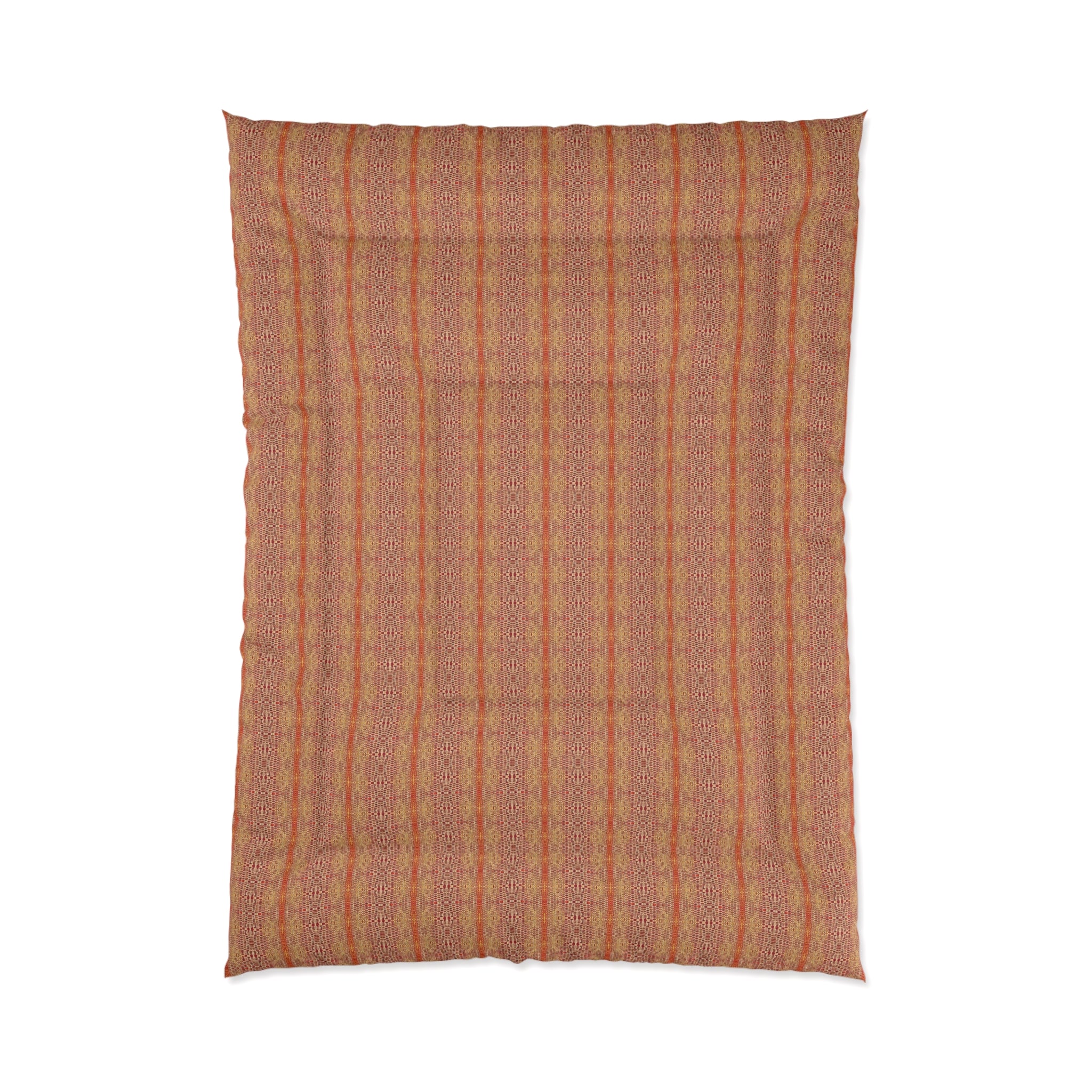 "Queen Mother" Boho Stripe Comforter - Rust Orange Vintage Pattern