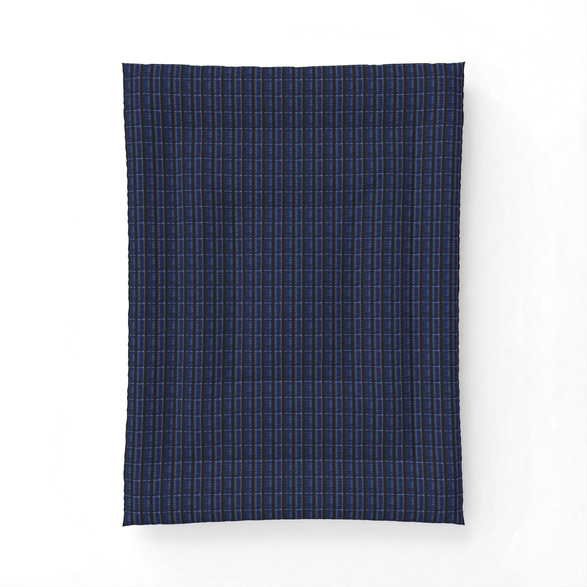 "Mississippi Midnight: Lovely Banjo Blues" Navy Plaid Cotton Comforter - Lightweight Bed Blanket