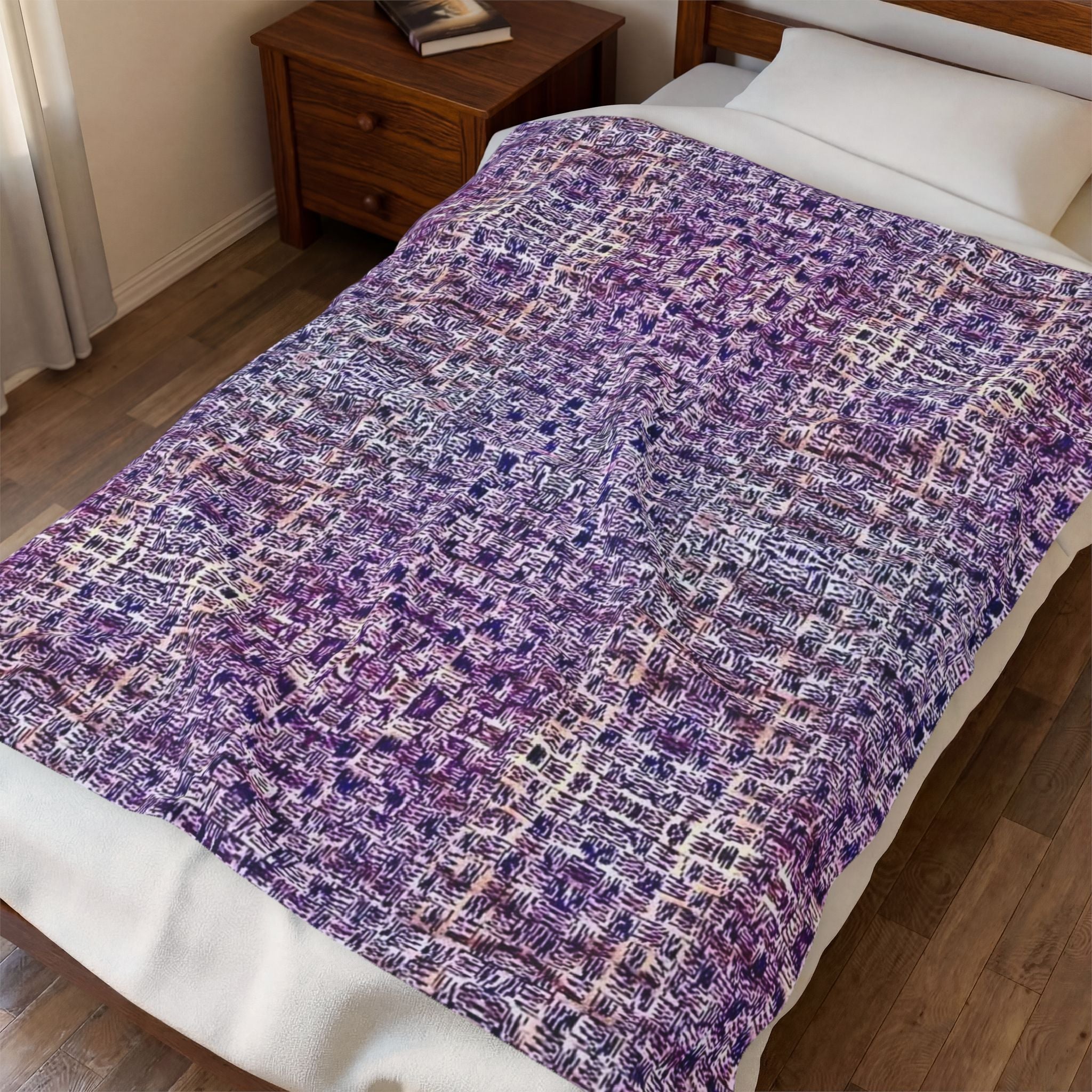 "Pauline, My Love" Velveteen Plush Blanket — Purple Woven Mosaic Throw