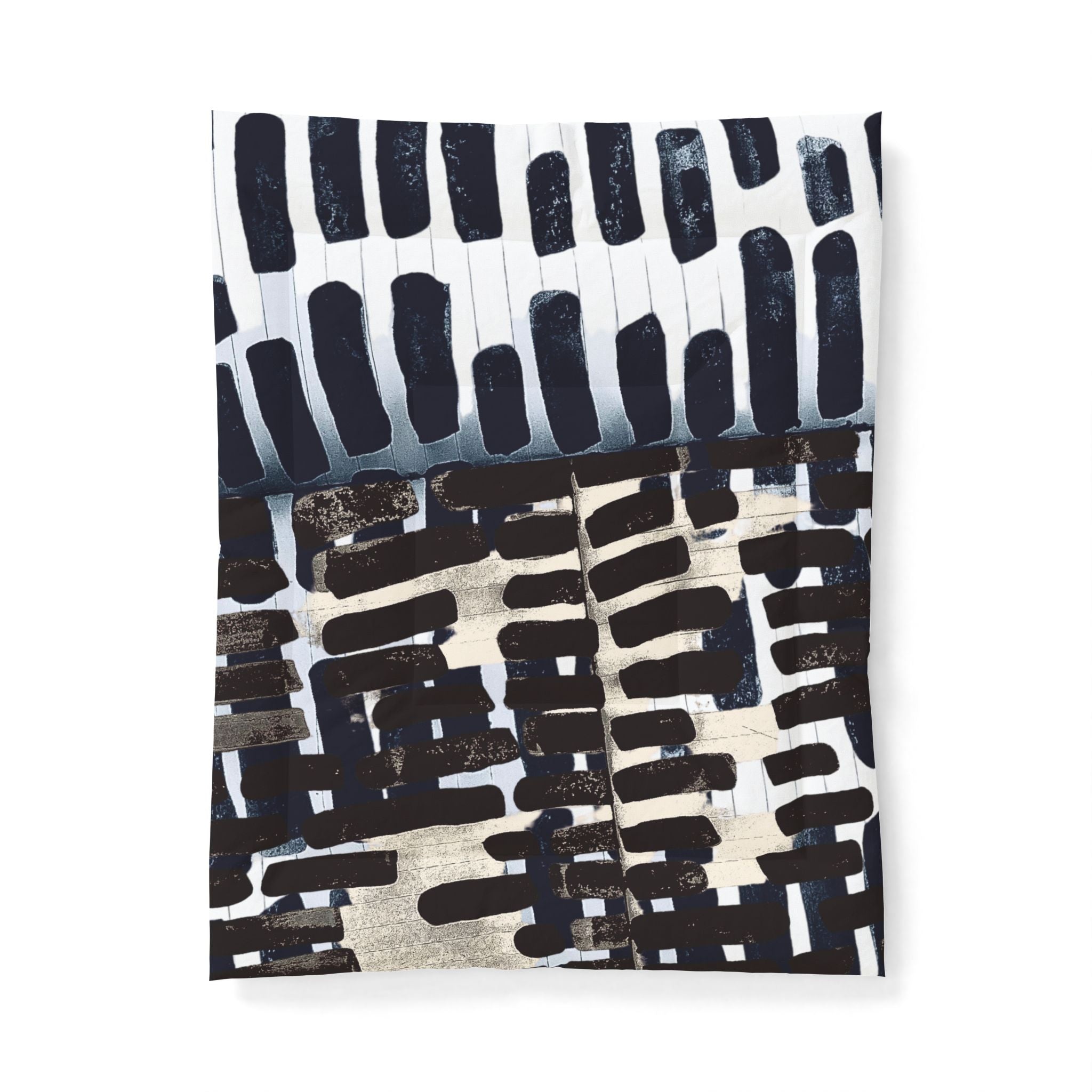 "Only My Notebook Knows How I Feel, My Heart Is On Every Page" Abstract Brushstroke Comforter – Modern Black & White Bedding