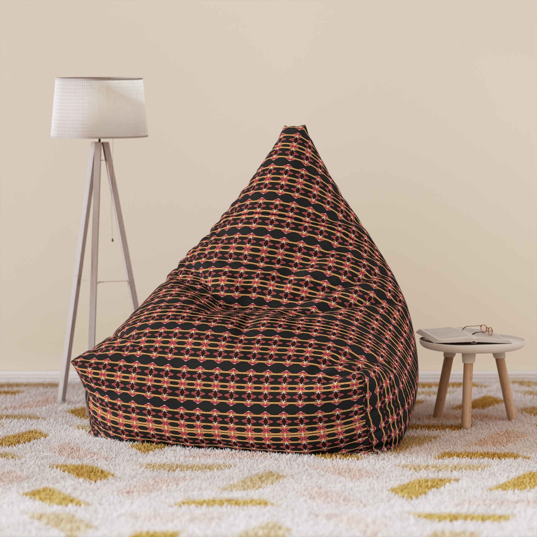 "Native America Now" Bean Bag Cover – Geometric Black & Copper Pattern