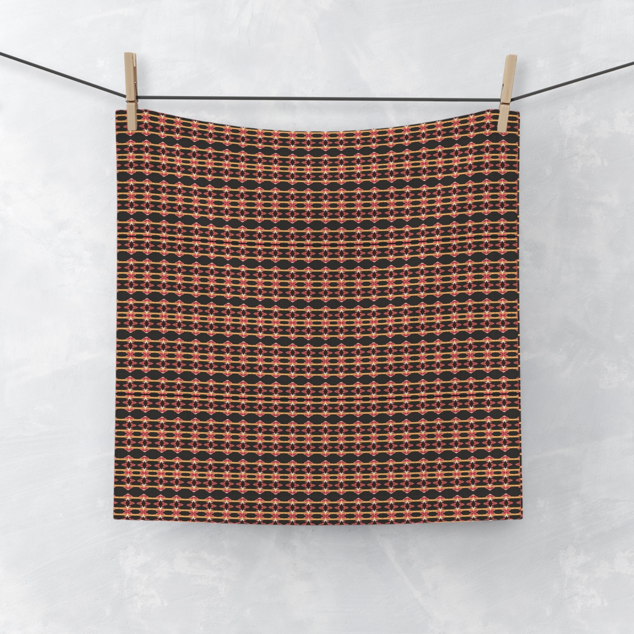 "Native America Now" Geometric Rust Plaid Face Towel