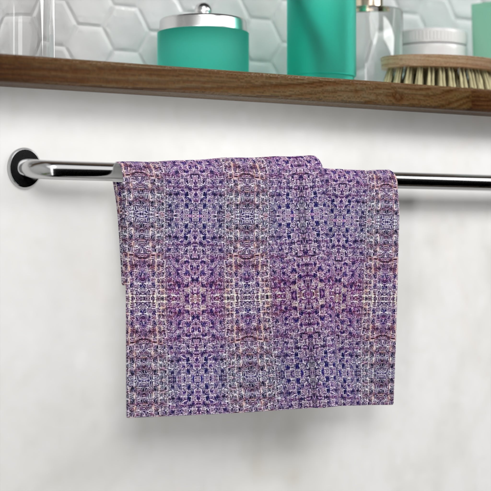 "Pauline, My Love" Purple Mosaic Face Towel – Soft Decorative Washcloth for Bathroom & Spa