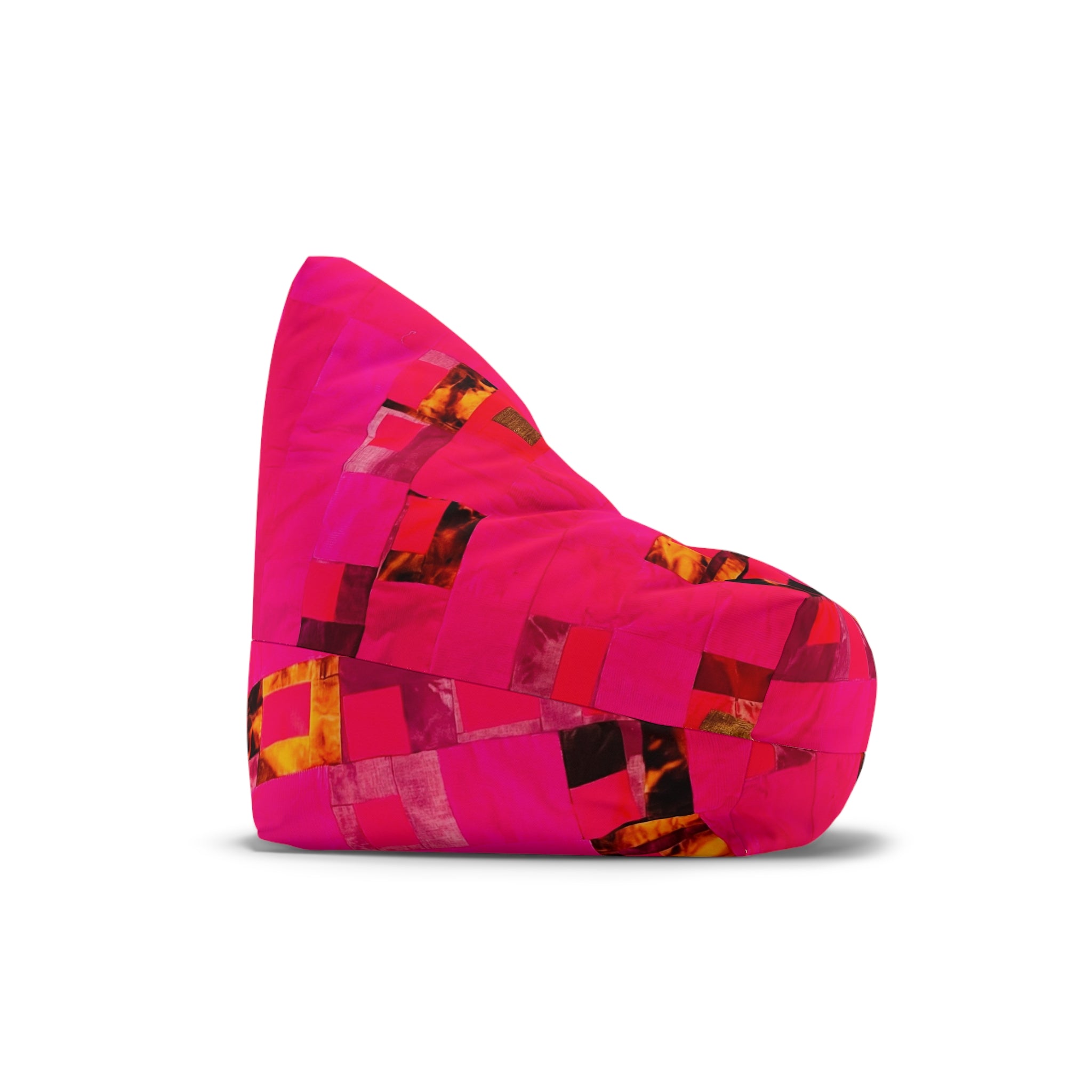 "Lela Lela" Bright Pink Geometric Bean Bag Cover – Modern Abstract Square Pattern