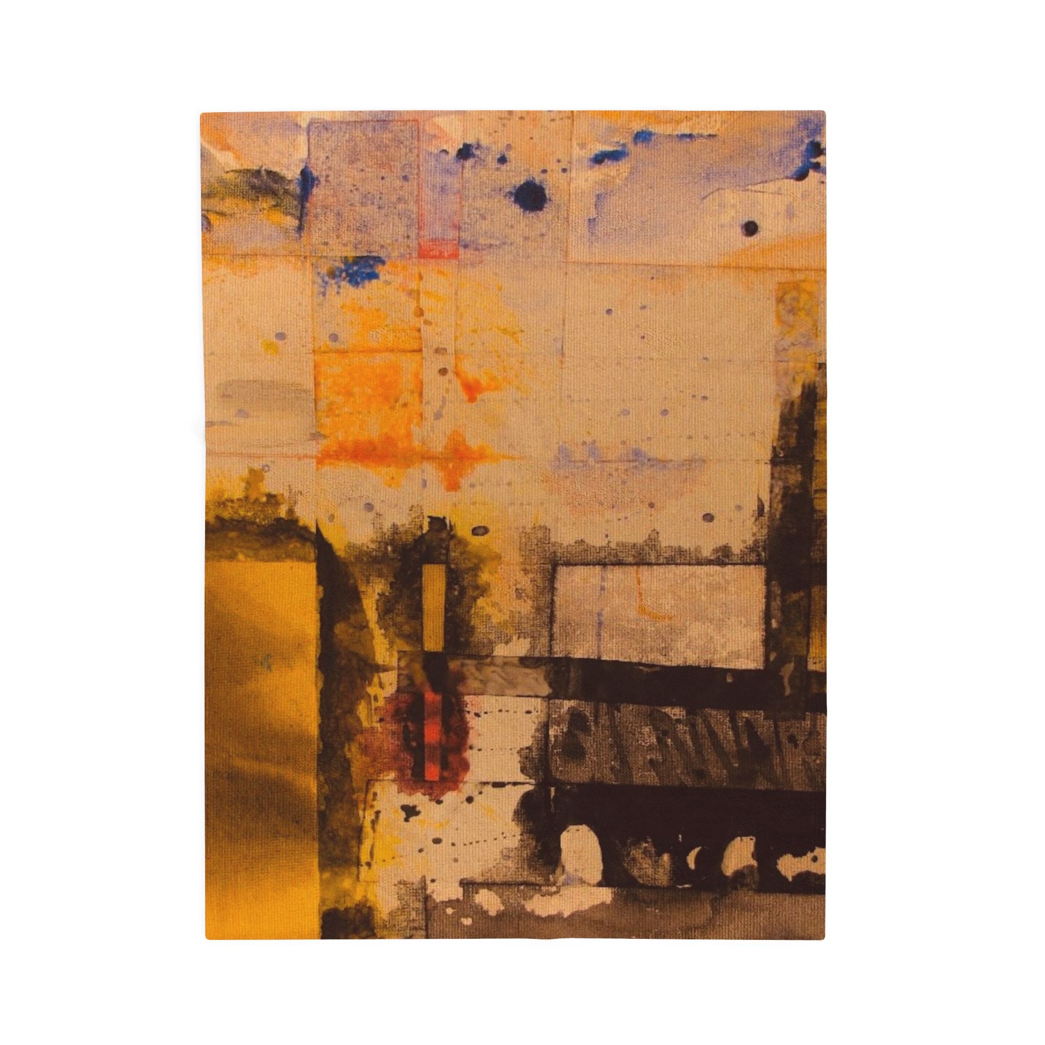 "Dance in the Rain" Acrylic Abstract Painting - Velveteen Plush Blanket — Warm Contemporary Art Throw