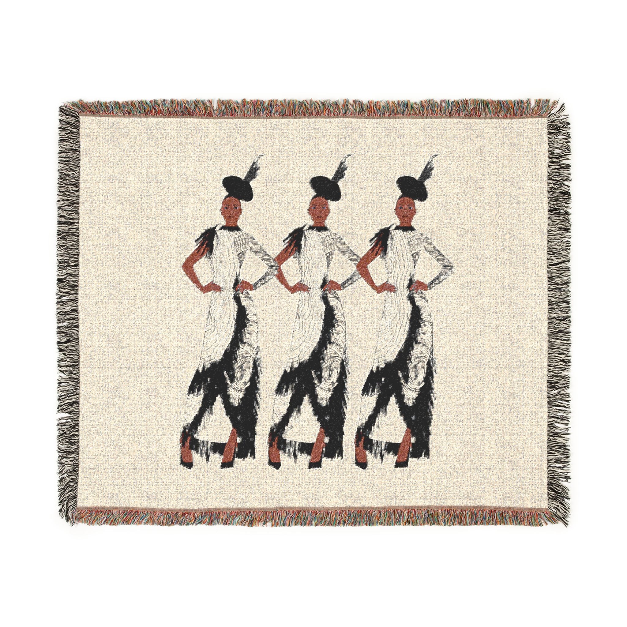 "Fierce Honey" Art Deco Trio Woven Blanket — Vintage Jazz Era Dance Design