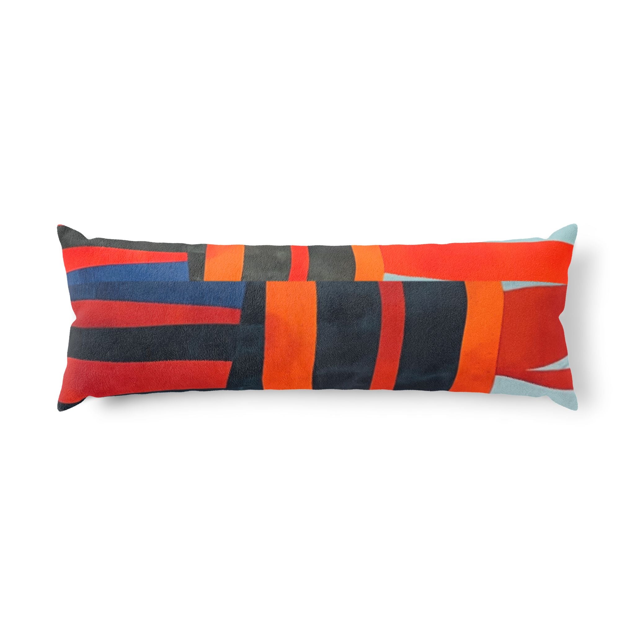 "Samuel" Abstract Geometric Body Pillow — Modern Red & Blue Decorative Pillow