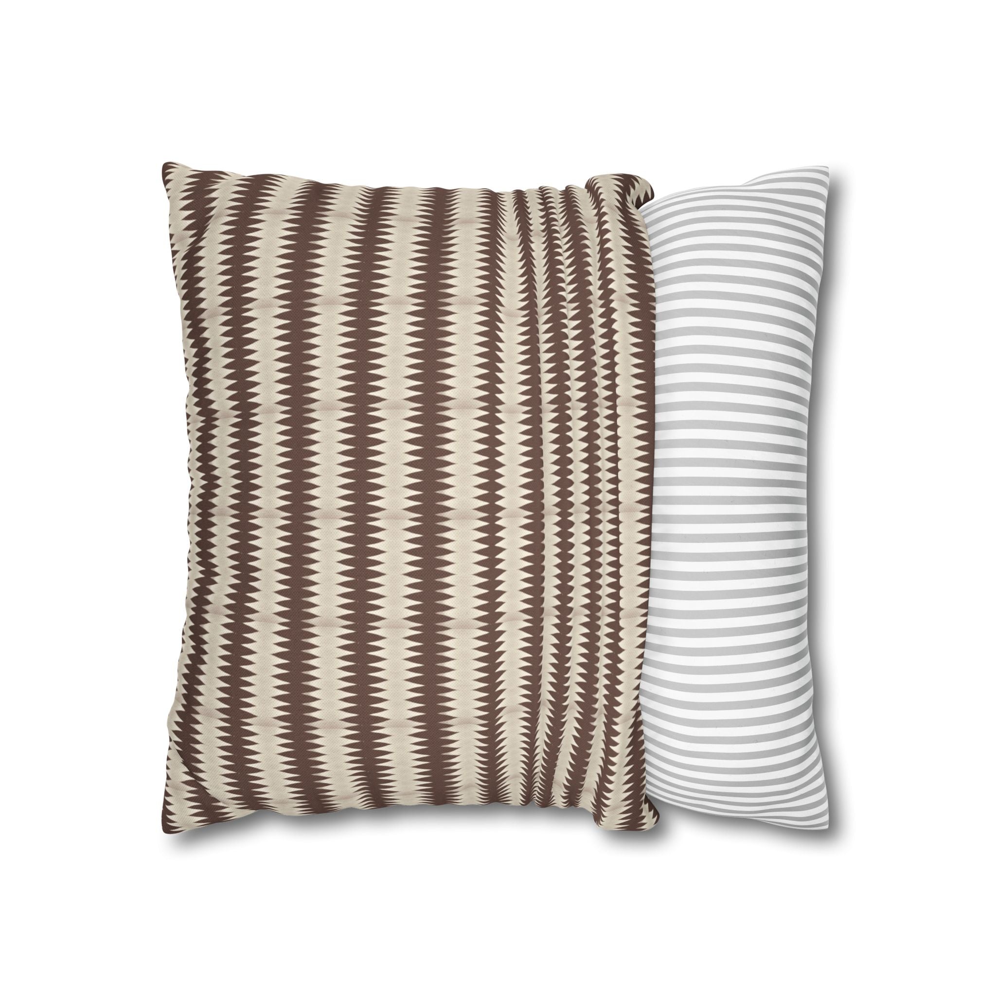 "Mississippi Morning" Brown and Beige Zigzag Pattern Pillowcase — Spun Polyester Square Decorative Pillow Cover