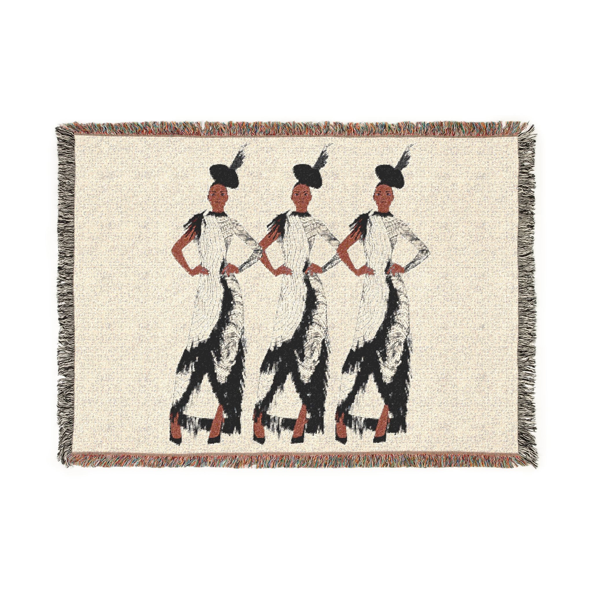 "Fierce Honey" Art Deco Trio Woven Blanket — Vintage Jazz Era Dance Design