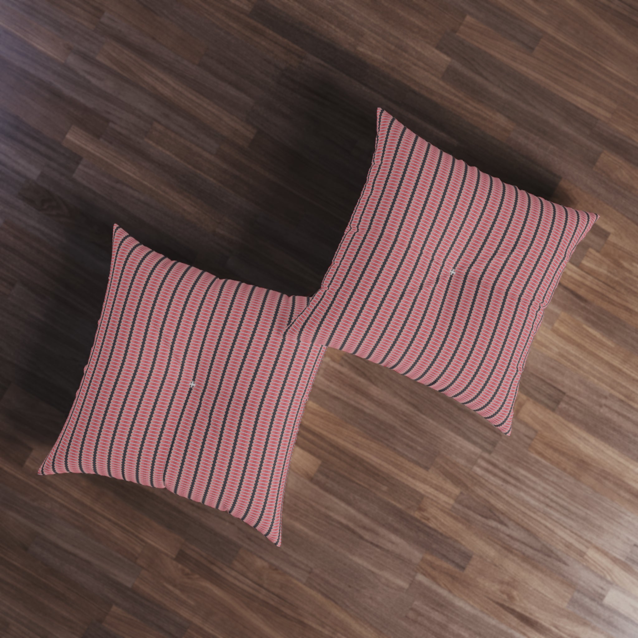 "The Nike of Samothrace" Coral Red and Grey Tufted Floor Pillow