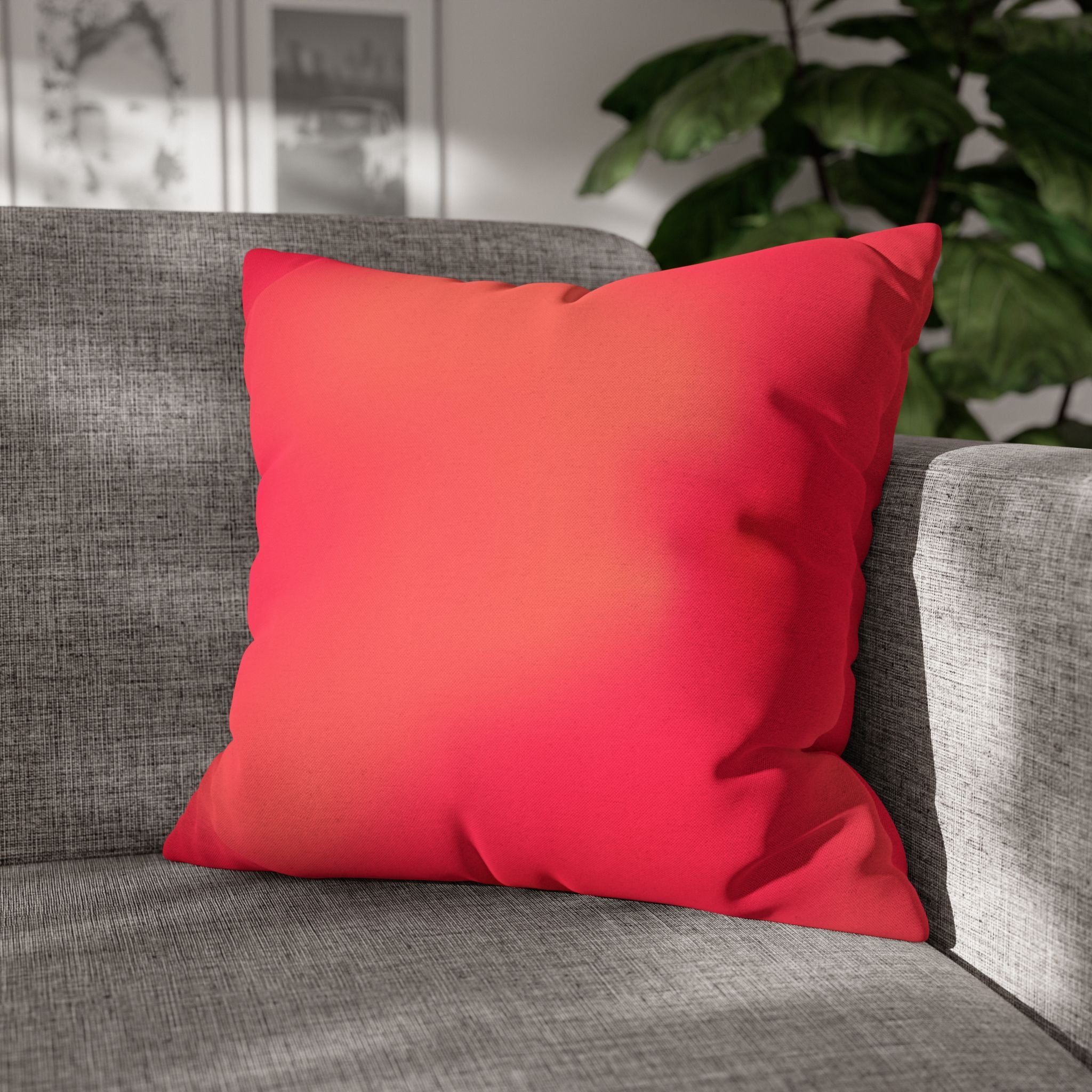 "The Skies Will Break For You, My Friend" Gradient Coral Square Pillowcase — Soft Spun Polyester Decorative Throw Pillow Cover