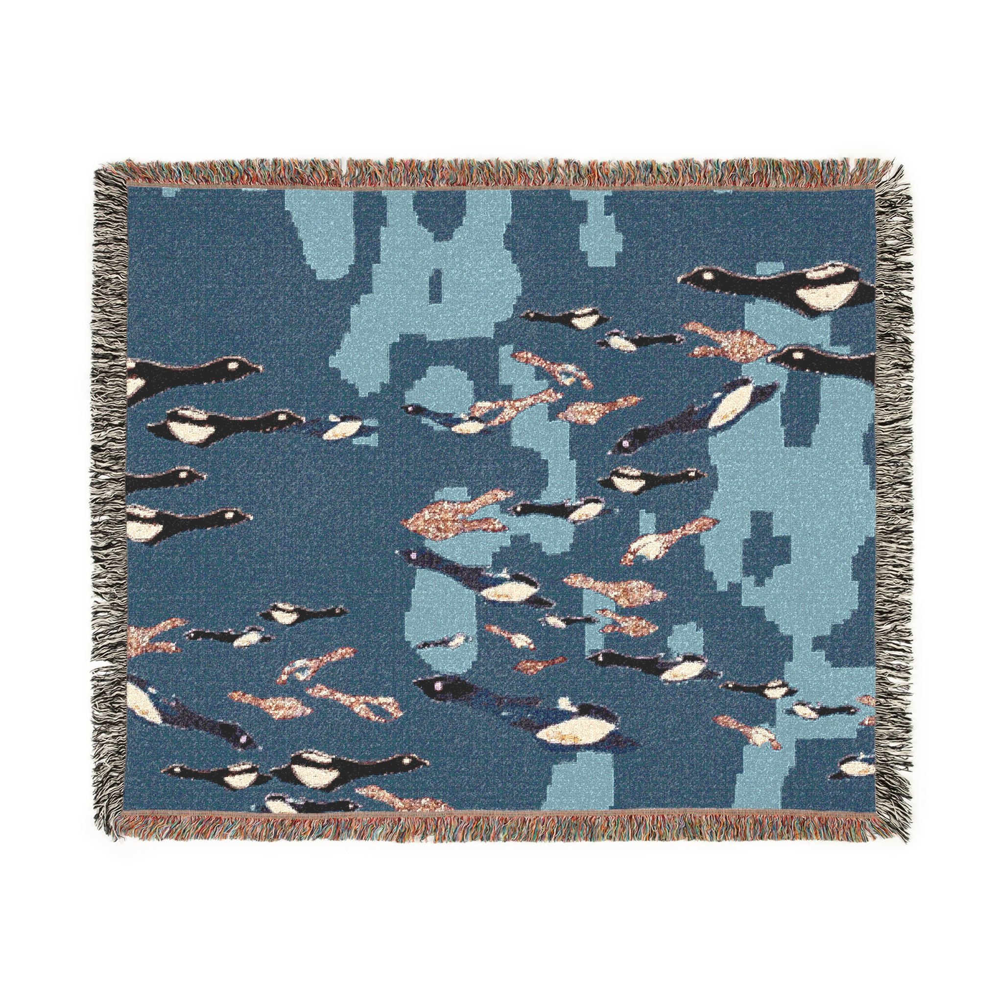 "Fly Me to the Moon" Abstract Birdie Pattern Woven Blanket — Cozy Throw for Living Room or Nursery