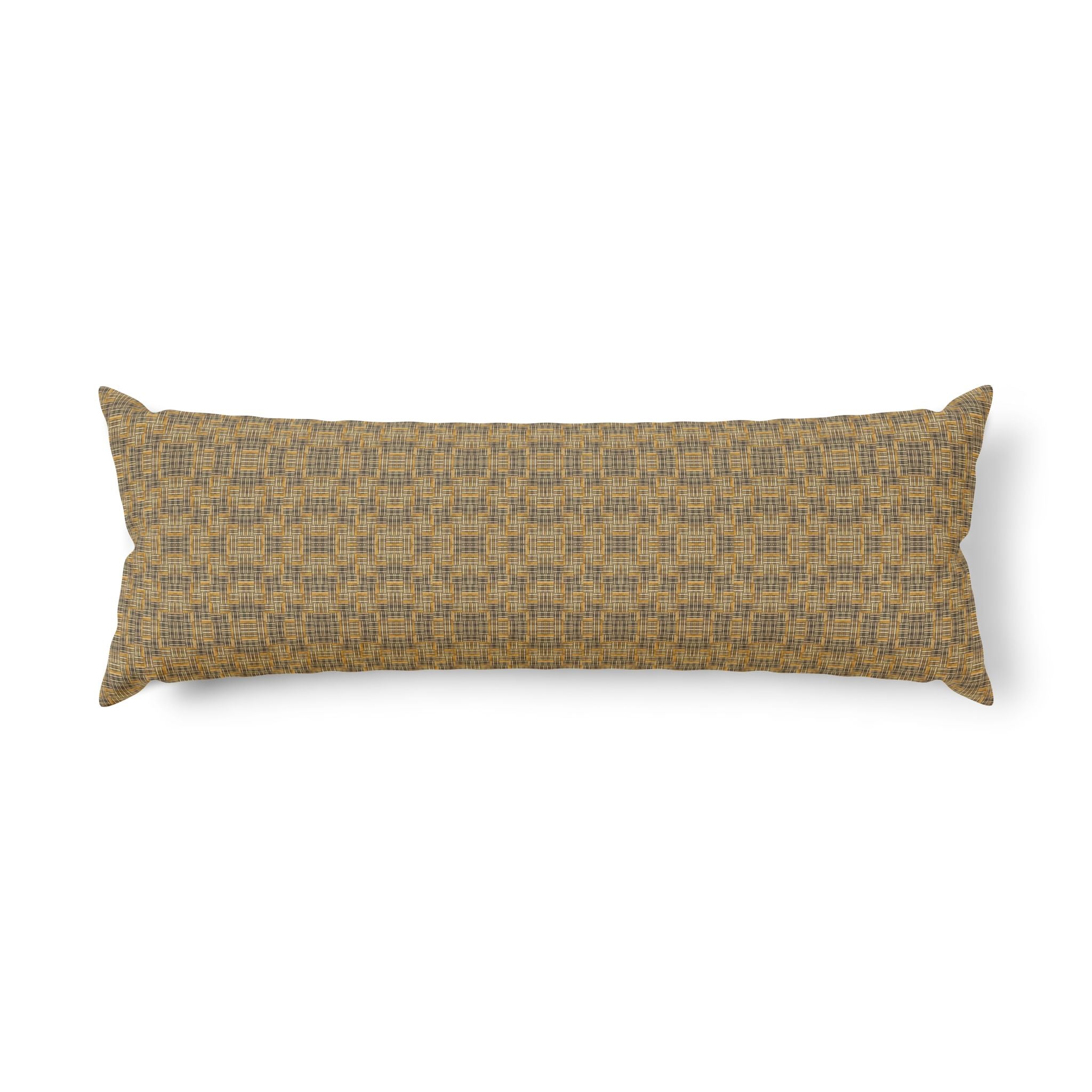 "All Things Fall Apart" Woven Plaid Body Pillow — Cozy Rustic Home Accent