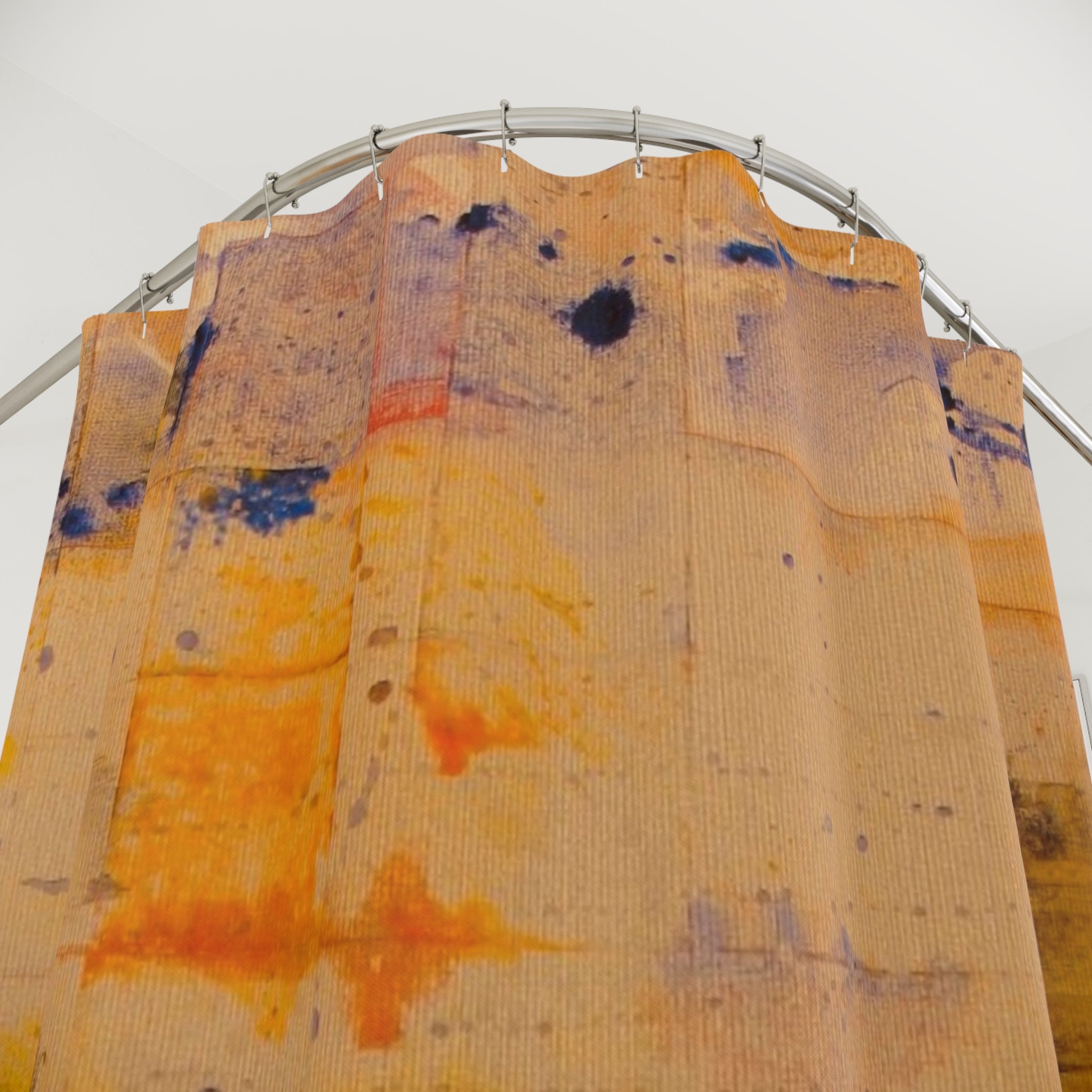 "Dance in the Rain" Abstract Vintage Texture Shower Curtain — Retro Paint-Splatter Bathroom Decor