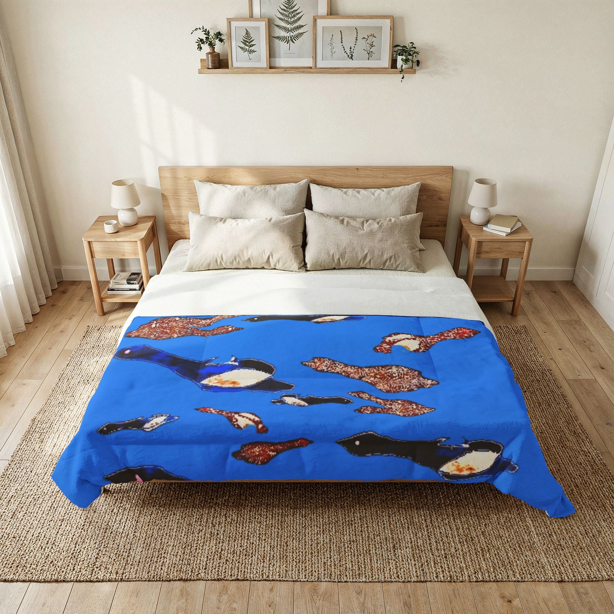 "Fly Me to The Moon" Blue Skies Cerulean Serene Tapestry Cotton Comforter