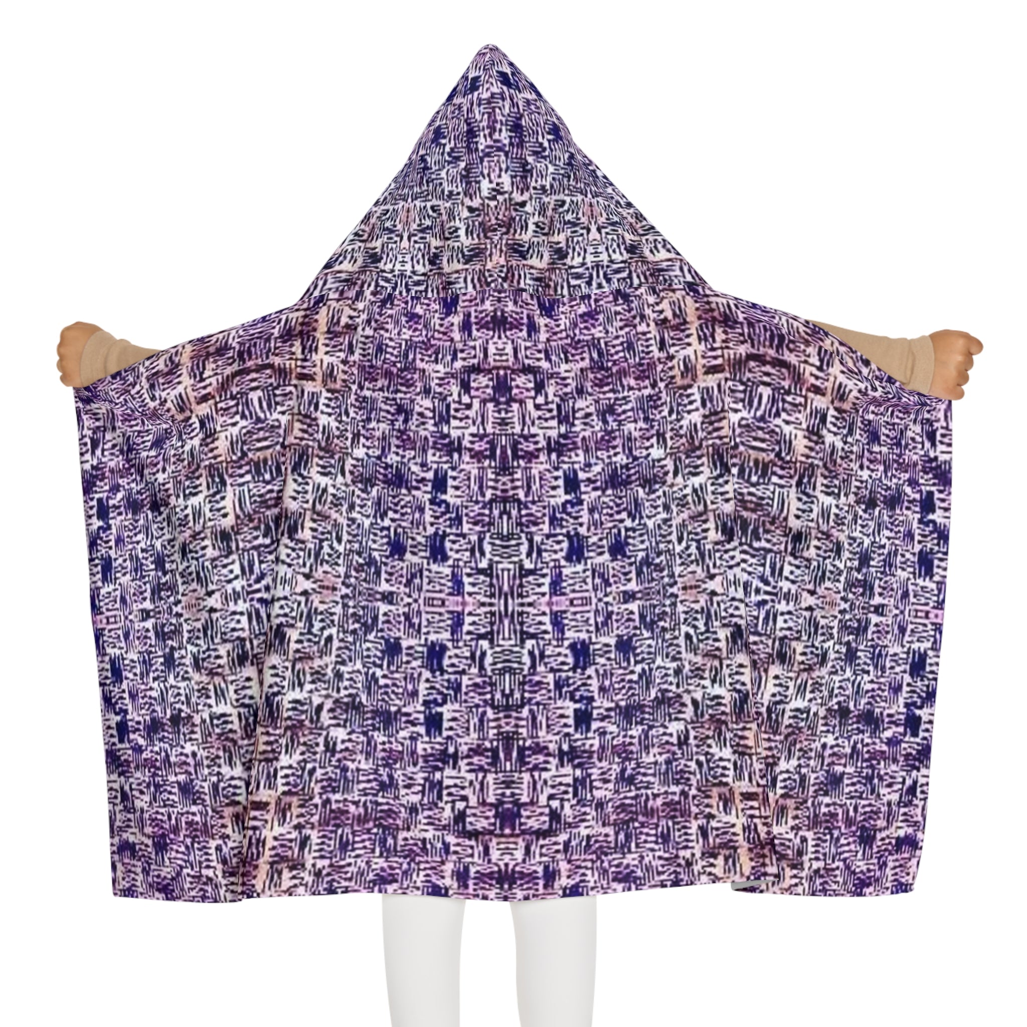 "Pauline, My Love" Blue and Purple Mosaic Hooded Youth Towel — Cozy Beach & Pool Wrap for Kids