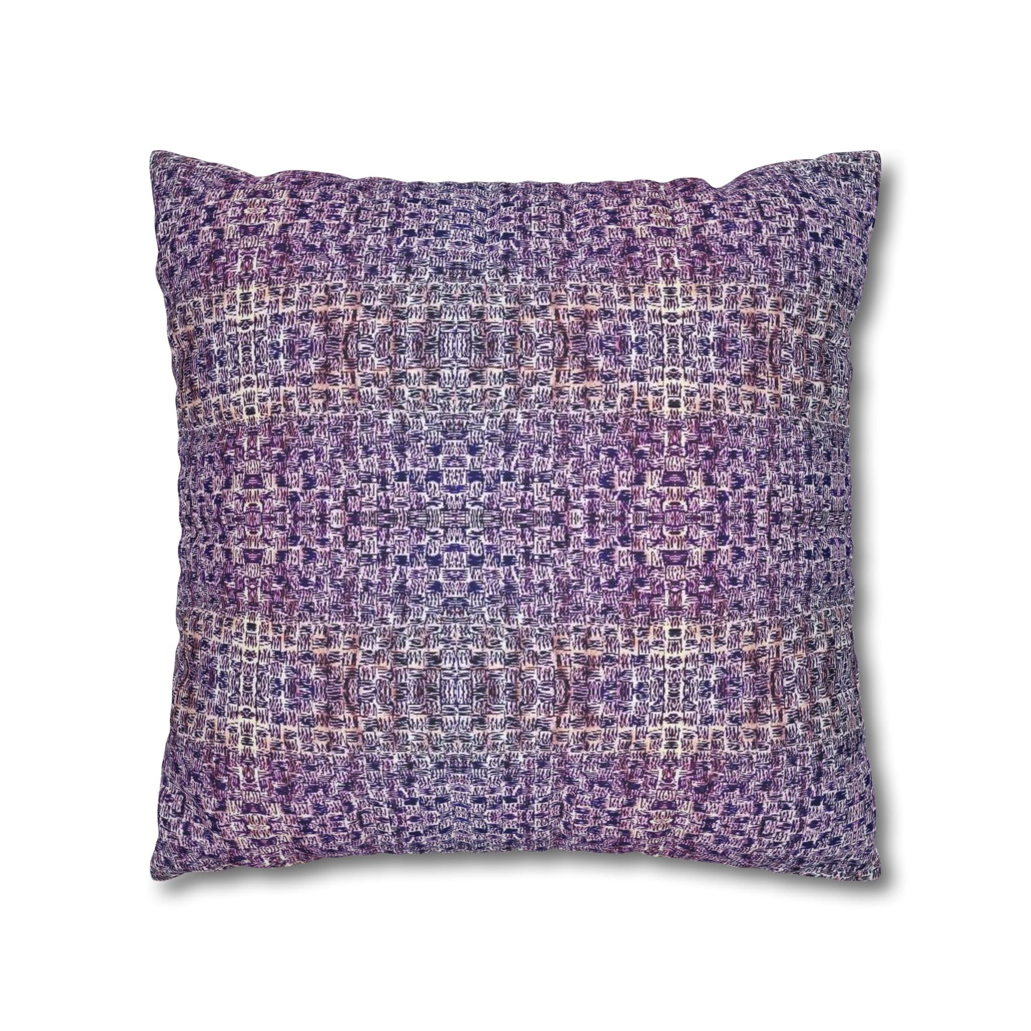 "Pauline, My Love" Blue and Purple Mosaic Decorative Pillowcase — Abstract Geometric Throw Pillow Cover