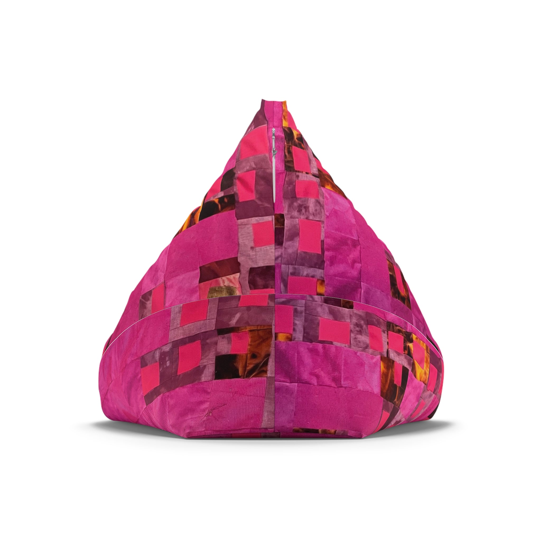"Lela" Pink Patchwork Bean Bag Cover — Vibrant Geometric Accent
