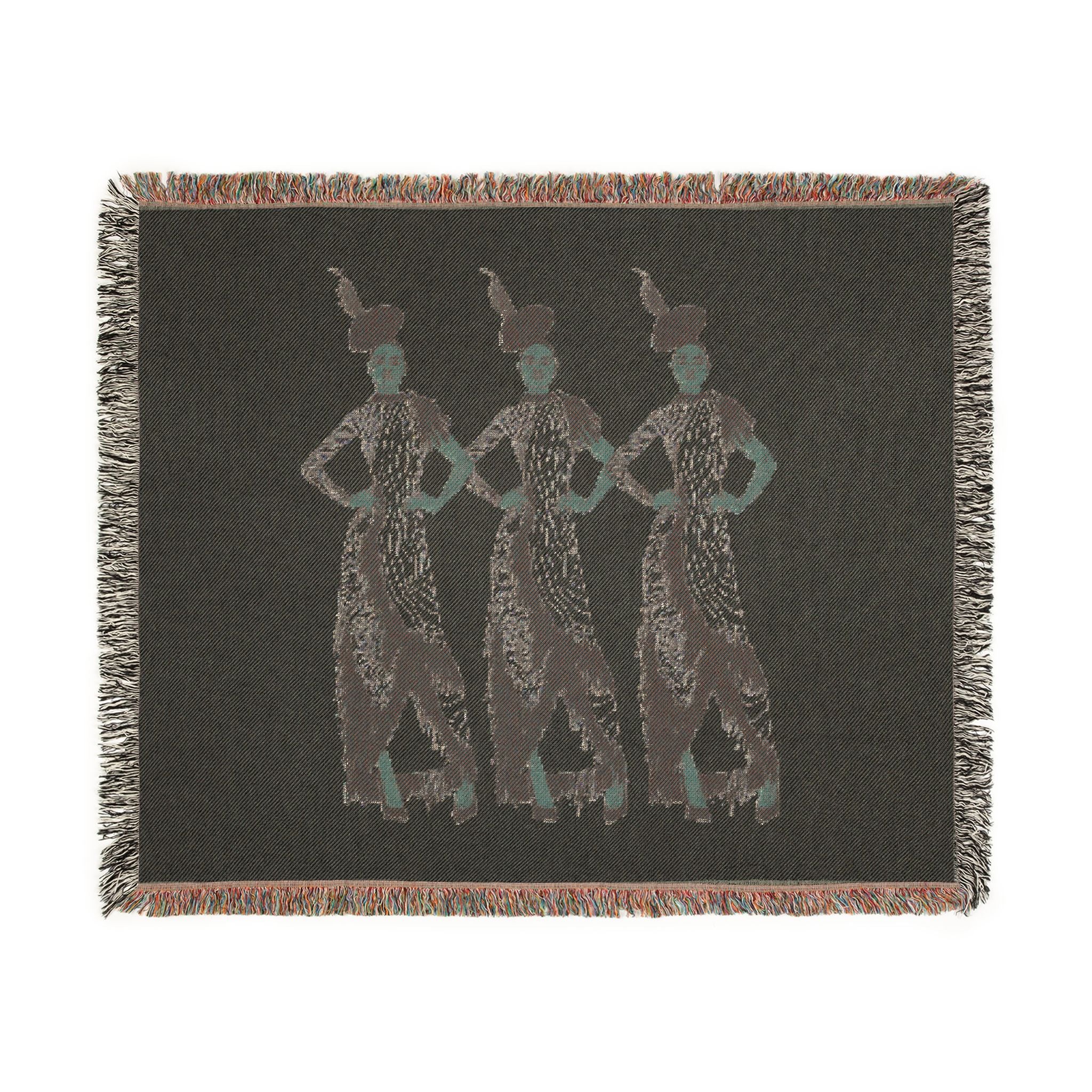 "Fierce Honey" Art Deco Trio Woven Blanket — Vintage Jazz Era Dance Design