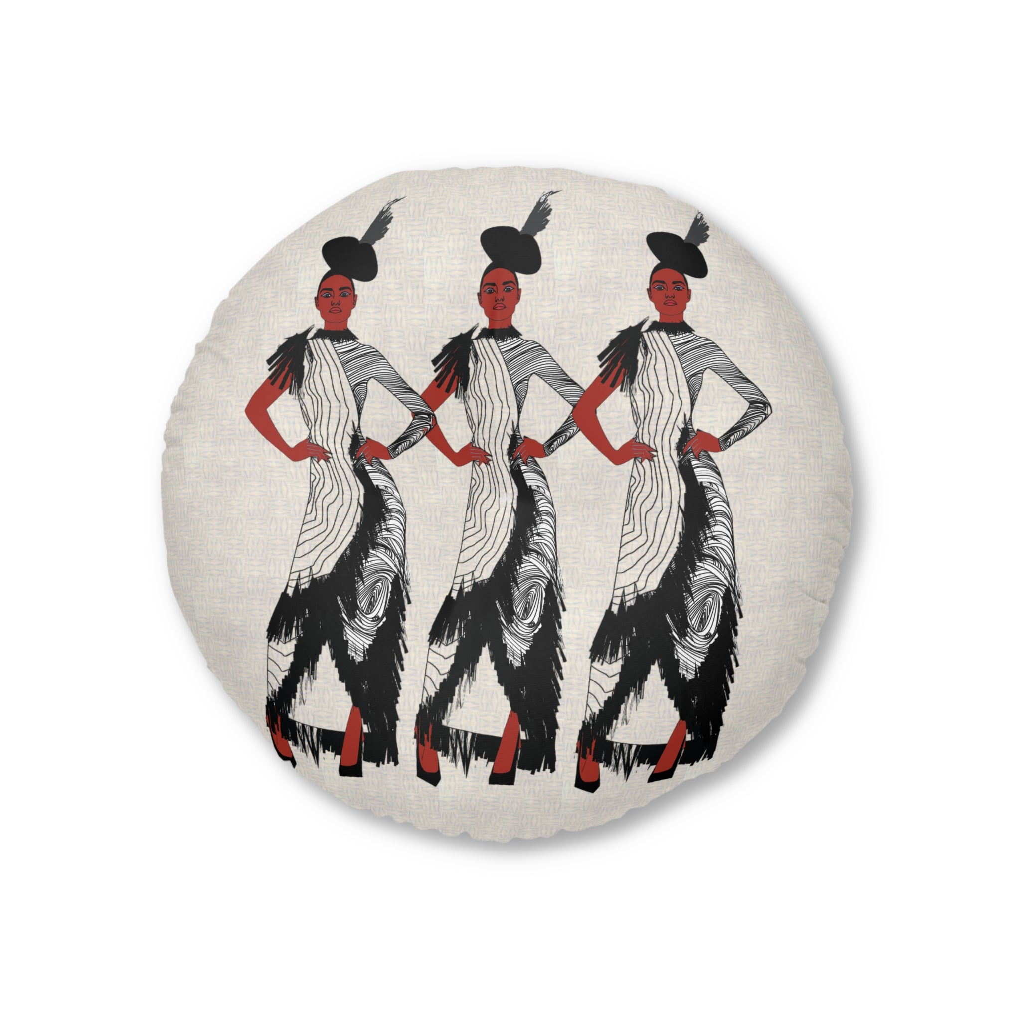 "Fierce Honey" Art Deco Flapper Trio Round Floor Pillow