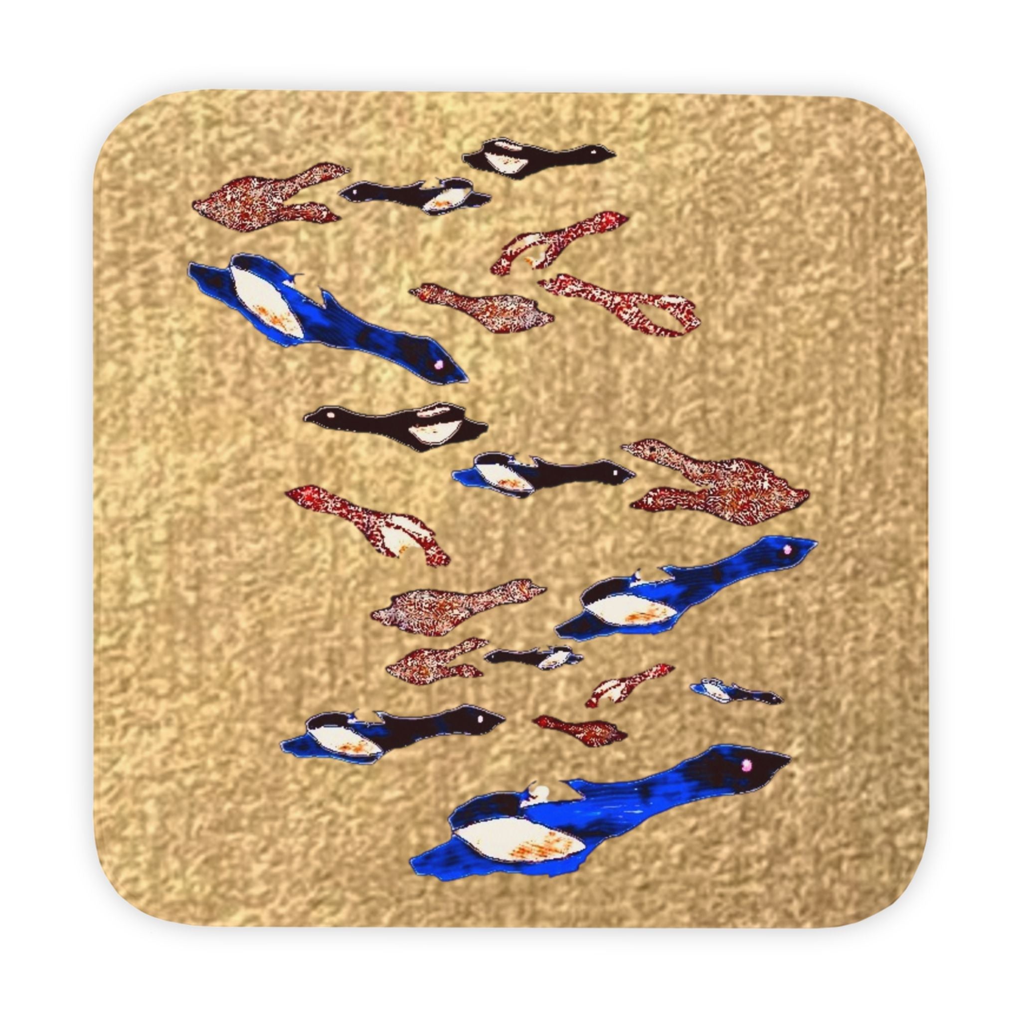 "Fly Me To The Moon" Hooded Baby Towel — Blue & Copper Birdies Pattern