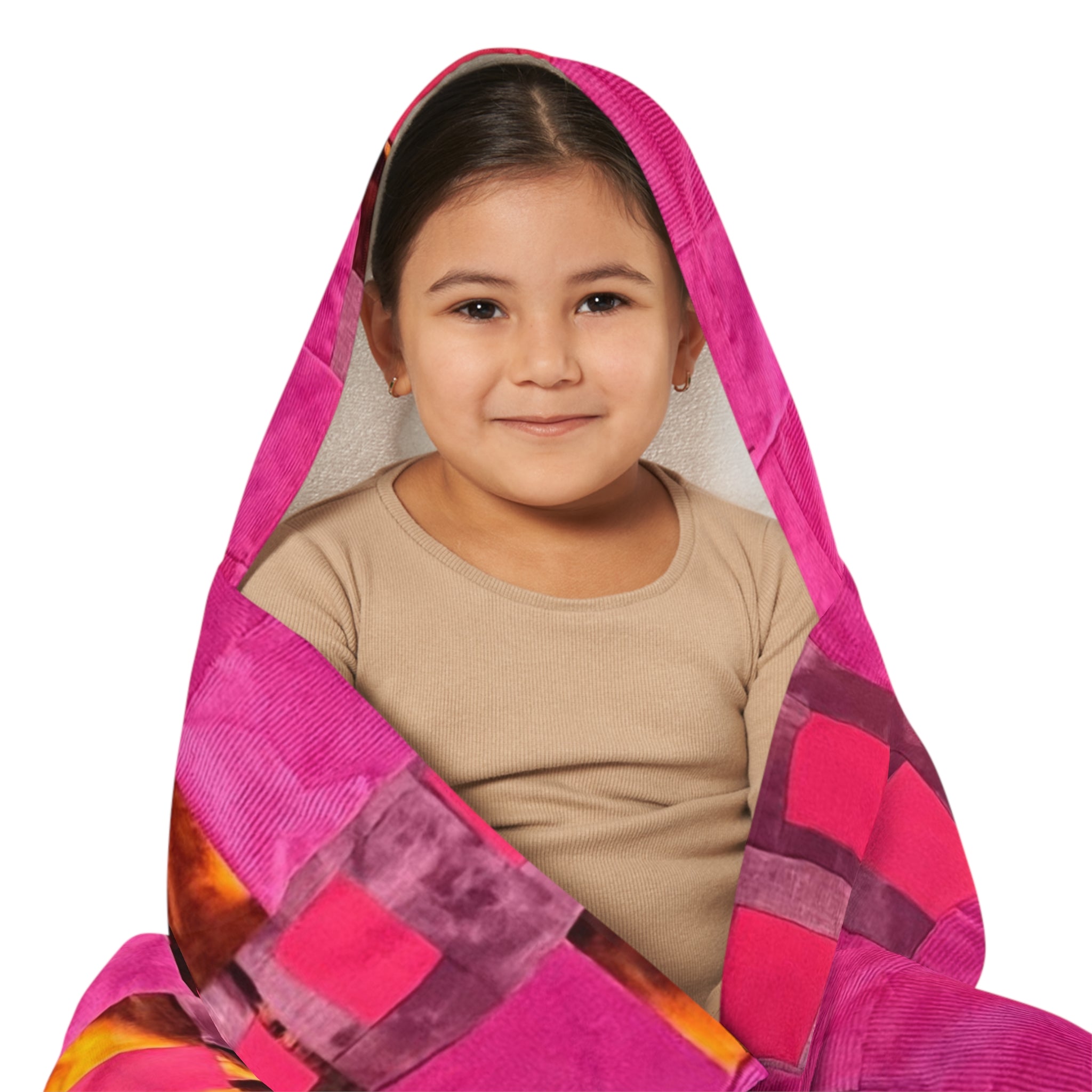 "Lela" Pink Patchwork Hooded Youth Towel — Cozy Kids Swim & Bath Wrap