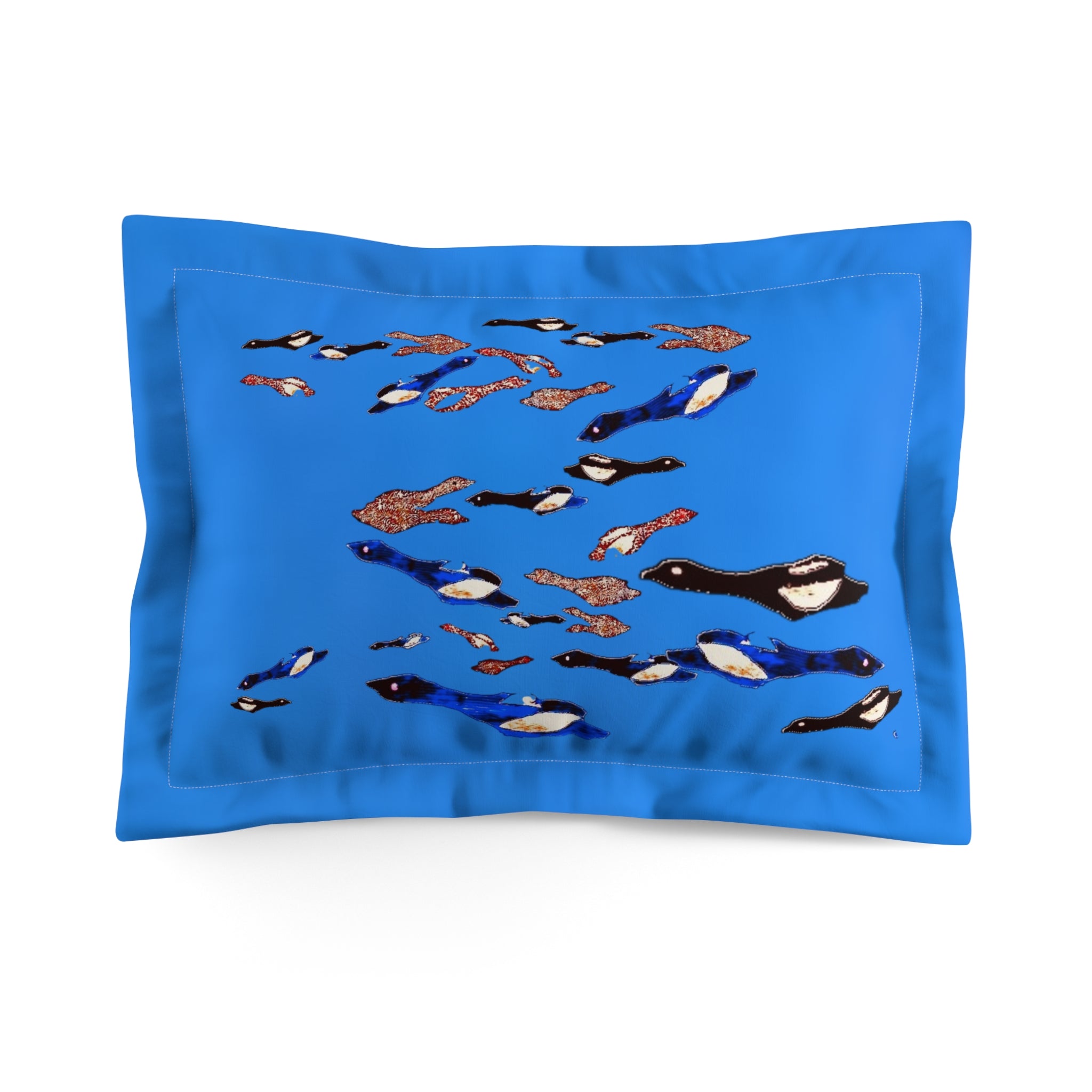 "Fly Me to the Moon" Pillow Sham — Blue Birdies Pattern Microfiber Decorative Pillowcase