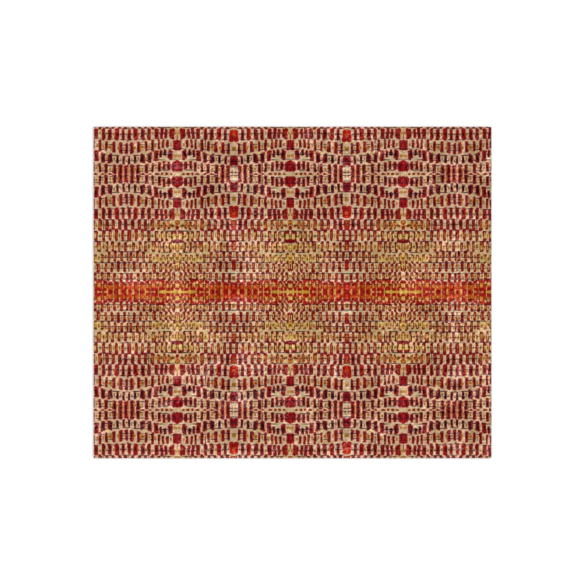 “Queen Mother” Crushed Velvet Blanket — Luxe Tribal Rust Pattern Throw
