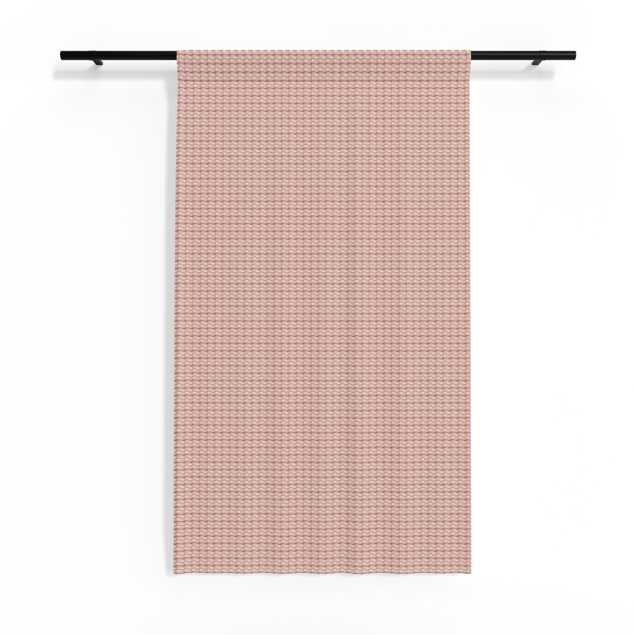 "Grandma Rose" Blush Pink Houndstooth Sheer Curtain - Lightweight Decorative Window Panel