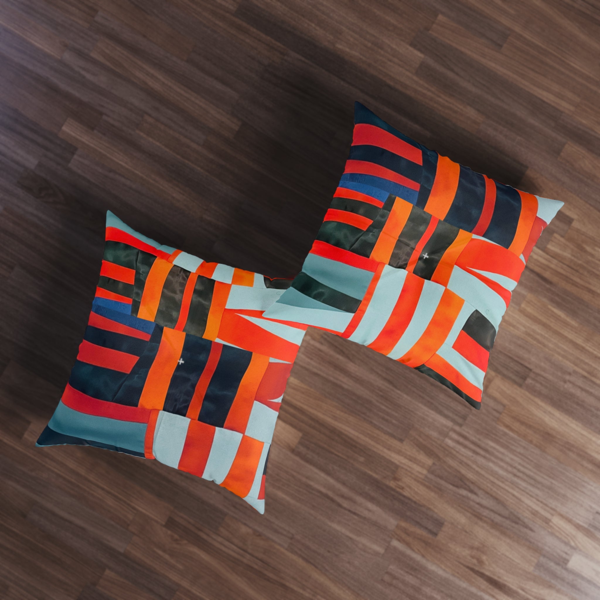 "Samuel" Modern Geometric Tufted Floor Pillow — Bright Abstract Patchwork