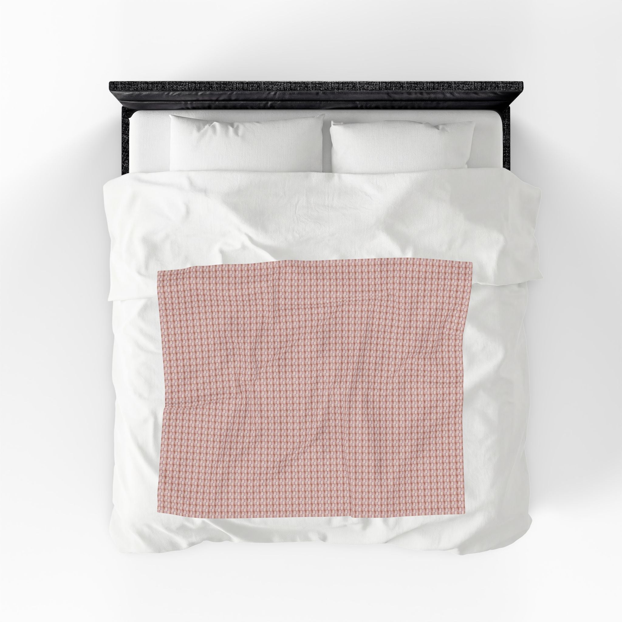 "Grandma Rose" Pink Blush Waffle Checkered Velveteen Plush Blanket — Soft Cozy Throw for a Posh Home & Nursery