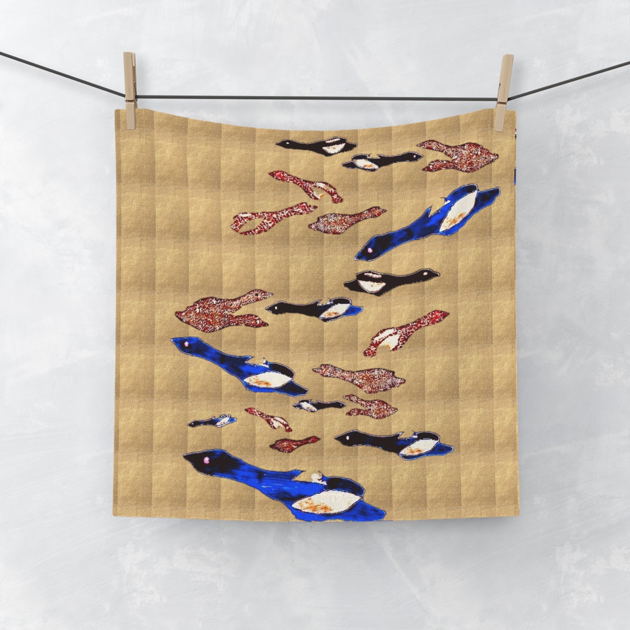 "Fly Me To The Moon" Penguin School Face Towel — Cute Penguin Pattern Microfiber Face Towel